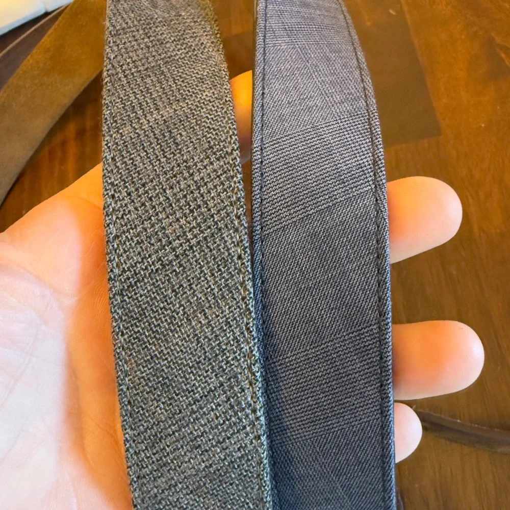The‎ Tie Bar Mens Belt Lot 2 Suede Leather Wool Fabric Trim Grey Navy Size Small